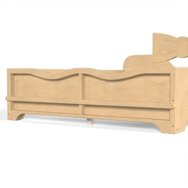 English Elm Full Size Montessori Pine Floor Bed with Bowknot Headboard and Built-In Bookshelf Natural W5305P506775