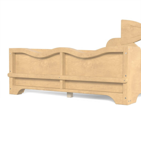 English Elm Twin Pine Wood Montessori Floor Bed with Bowknot Headboard and Footboard Bookshelf Natural W5305P506960