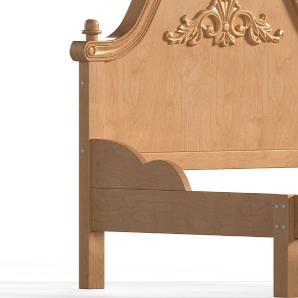 English Elm Twin Vintage Carved Pine Platform Bed Low Profile Frame for Kids and Teens Natural W5305P515345