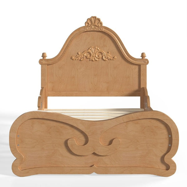 English Elm Twin Vintage Carved Pine Platform Bed Low Profile Frame for Kids and Teens Natural W5305P515345