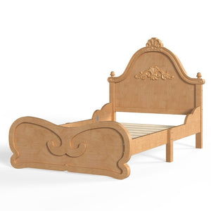 English Elm Twin Vintage Carved Pine Platform Bed Low Profile Frame for Kids and Teens Natural W5305P515345