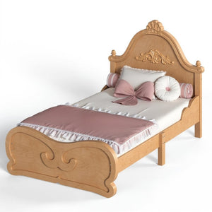 English Elm Twin Vintage Carved Pine Platform Bed Low Profile Frame for Kids and Teens Natural W5305P515345