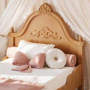 English Elm Twin Vintage Carved Pine Platform Bed Low Profile Frame for Kids and Teens Natural W5305P515345