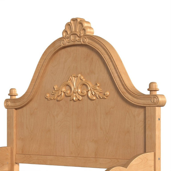 English Elm Twin Vintage Carved Pine Platform Bed Low Profile Frame for Kids and Teens Natural W5305P515345