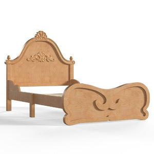 English Elm Twin Vintage Carved Pine Platform Bed Low Profile Frame for Kids and Teens Natural W5305P515345