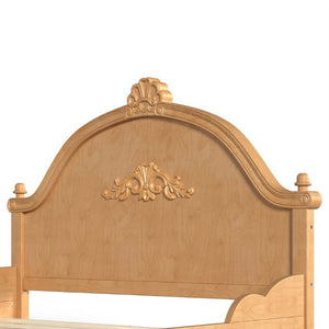 English Elm Full Vintage Pine Platform Bed Carved Headboard Low Profile Frame for Kids Room Natural W5305P515348