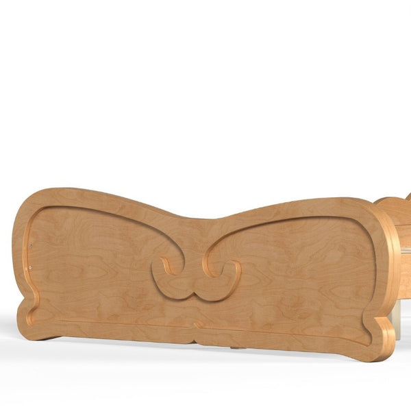 English Elm Full Vintage Pine Platform Bed Carved Headboard Low Profile Frame for Kids Room Natural W5305P515348