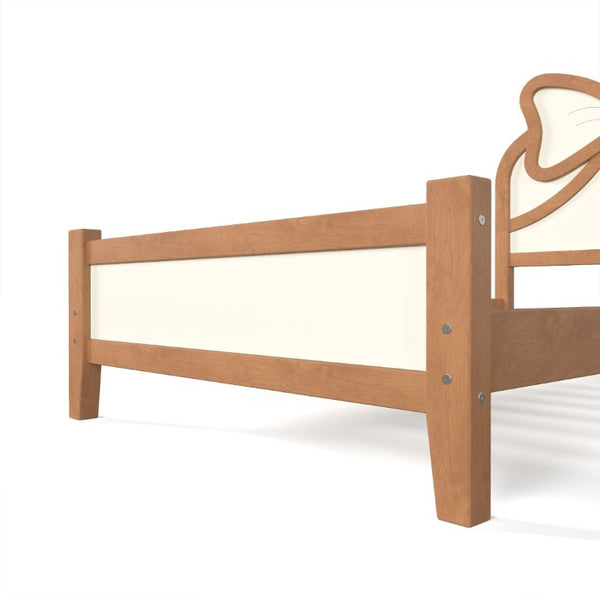 English Elm Twin Bow Headboard Platform Bed Solid Wood Low Profile Frame for Girls Bedroom Beige, Natural W5305P515352