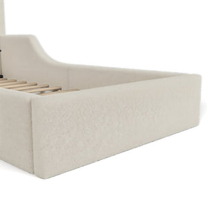 English Elm Twin Teddy Plush Low Profile Kids Bed Scalloped Headboard Padded Floor Frame Twin Beige W5305P519387