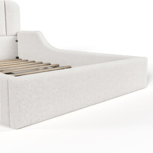 English Elm Twin Teddy Plush Low Profile Kids Bed Scalloped Headboard Padded Floor Frame Full Antique White W5305P519389