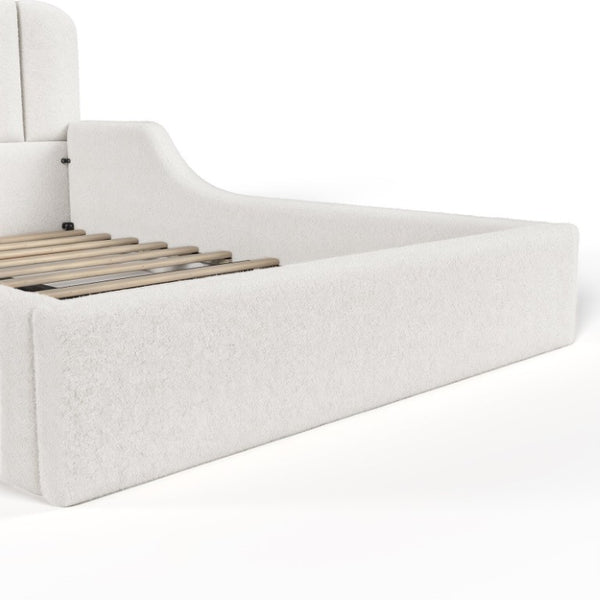 English Elm Twin Teddy Plush Low Profile Kids Bed Scalloped Headboard Padded Floor Frame Full Antique White W5305P519389
