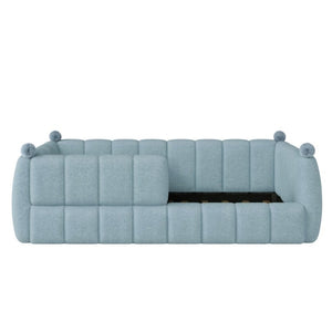English Elm Twin Montessori Floor Bed Padded Surround Rails Low Profile Kids Upholstered Frame Blue W5305P535540