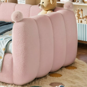 English Elm Twin Montessori Floor Bed Padded Surround Rails Low Profile Kids Upholstered Frame Pink W5305P535542