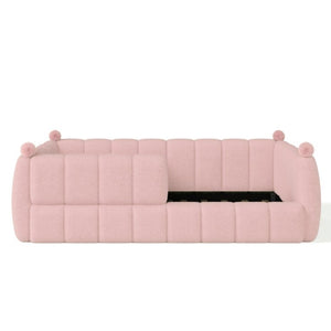 English Elm Twin Montessori Floor Bed Padded Surround Rails Low Profile Kids Upholstered Frame Pink W5305P535542