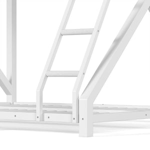 English Elm Full Over Bunk Bed Solid Round Tube Frame Arched Rails Vintage Kids Room Antique White 77.56 L x 56.69 W x 59.45 H Metal W5305P553320
