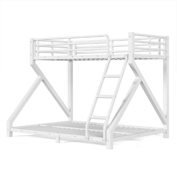 English Elm Full Over Bunk Bed Solid Round Tube Frame Arched Rails Vintage Kids Room Antique White 77.56 L x 56.69 W x 59.45 H Metal W5305P553320