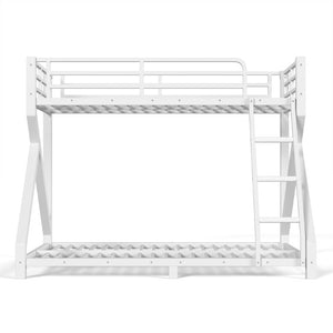 English Elm Full Over Bunk Bed Solid Round Tube Frame Arched Rails Vintage Kids Room Antique White 77.56 L x 56.69 W x 59.45 H Metal W5305P553320
