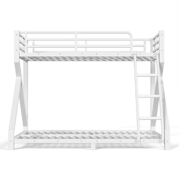 English Elm Full Over Bunk Bed Solid Round Tube Frame Arched Rails Vintage Kids Room Antique White 77.56 L x 56.69 W x 59.45 H Metal W5305P553320