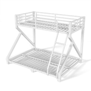 English Elm Full Over Bunk Bed Solid Round Tube Frame Arched Rails Vintage Kids Room Antique White 77.56 L x 56.69 W x 59.45 H Metal W5305P553320