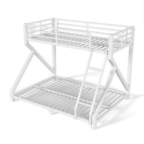 English Elm Full Over Bunk Bed Solid Round Tube Frame Arched Rails Vintage Kids Room Antique White 77.56 L x 56.69 W x 59.45 H Metal W5305P553320