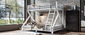 English Elm Full Over Bunk Bed Solid Round Tube Frame Arched Rails Vintage Kids Room Antique White 77.56 L x 56.69 W x 59.45 H Metal W5305P553320