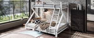 English Elm Full Over Bunk Bed Solid Round Tube Frame Arched Rails Vintage Kids Room Antique White 77.56 L x 56.69 W x 59.45 H Metal W5305P553320