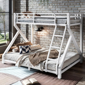 English Elm Full Over Bunk Bed Solid Round Tube Frame Arched Rails Vintage Kids Room Antique White 77.56 L x 56.69 W x 59.45 H Metal W5305P553320