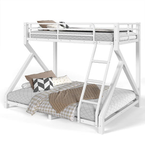 English Elm Full Over Bunk Bed Solid Round Tube Frame Arched Rails Vintage Kids Room Antique White 77.56 L x 56.69 W x 59.45 H Metal W5305P553320