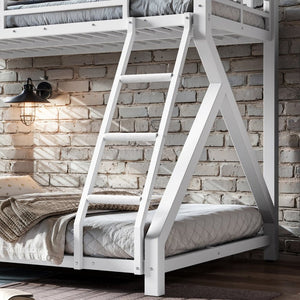 English Elm Full Over Bunk Bed Solid Round Tube Frame Arched Rails Vintage Kids Room Antique White 77.56 L x 56.69 W x 59.45 H Metal W5305P553320
