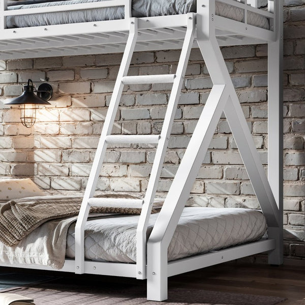 English Elm Full Over Bunk Bed Solid Round Tube Frame Arched Rails Vintage Kids Room Antique White 77.56 L x 56.69 W x 59.45 H Metal W5305P553320
