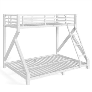 English Elm Full Over Bunk Bed Solid Round Tube Frame Arched Rails Vintage Kids Room Antique White 77.56 L x 56.69 W x 59.45 H Metal W5305P553320