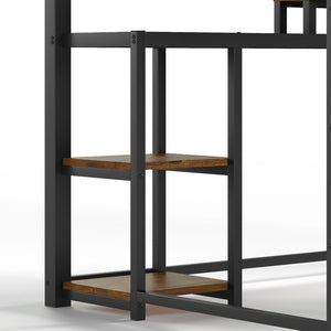 English Elm Twin Xl Metal Loft Bed with Built-in Desk Fabric Drawers and Noise-free Steel Frame W5305S00004