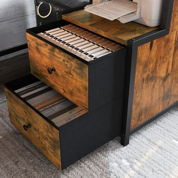English Elm Twin Xl Metal Loft Bed with Built-in Desk Fabric Drawers and Noise-free Steel Frame W5305S00004