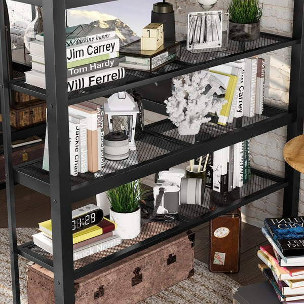 English Elm Queen Metal Loft Bed with Built-in Desk Shelves and Hanging Rod for Small Spaces W5305S00031