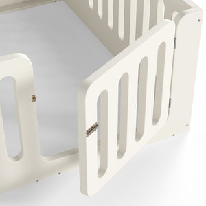 English Elm Queen Montessori Floor Bed Solid Wood Frame with Playhouse Door for Kids Rooms Beige W5305S00066