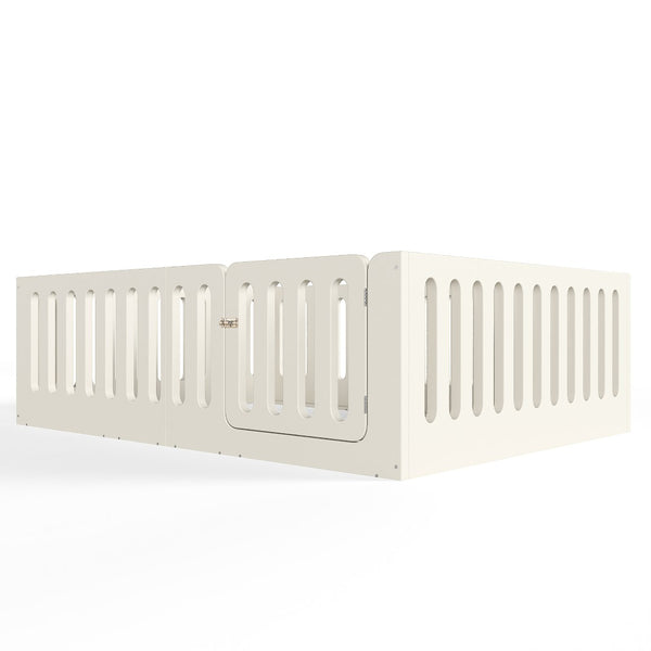 English Elm Queen Montessori Floor Bed Solid Wood Frame with Playhouse Door for Kids Rooms Beige W5305S00066