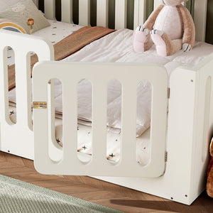 English Elm Queen Montessori Floor Bed Solid Wood Frame with Playhouse Door for Kids Rooms Beige W5305S00066