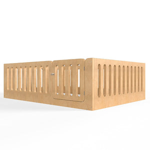 English Elm Queen Montessori Floor Bed Solid Wood Frame with Playhouse Door for Kids Rooms Natural W5305S00068
