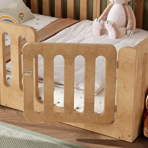English Elm Queen Montessori Floor Bed Solid Wood Frame with Playhouse Door for Kids Rooms Natural W5305S00068