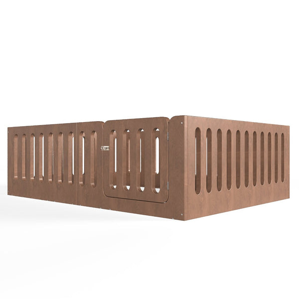 English Elm Queen Montessori Floor Bed Solid Wood Frame with Playhouse Door for Kids Rooms Deep Natural W5305S00069