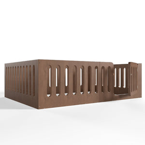 English Elm Queen Montessori Floor Bed Solid Wood Frame with Playhouse Door for Kids Rooms Deep Natural W5305S00069