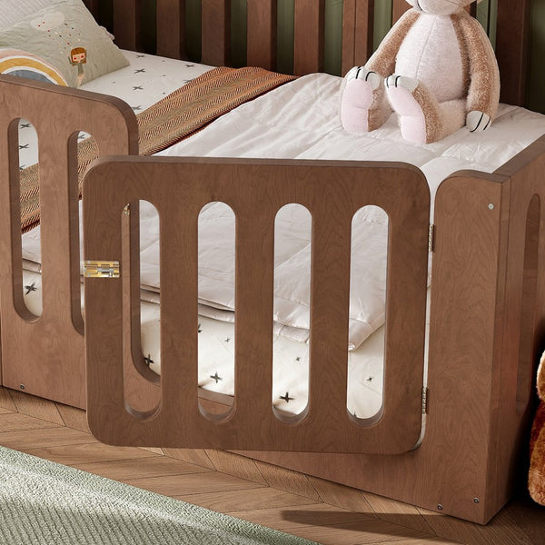 English Elm Queen Montessori Floor Bed Solid Wood Frame with Playhouse Door for Kids Rooms Deep Natural W5305S00069