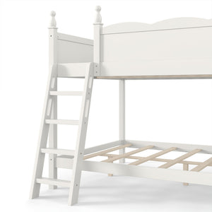 English Elm Full Over Bunk Bed Pine Wood Frame with Slide Built in Shelves Low Profile Kids Design Beige W5305S00083