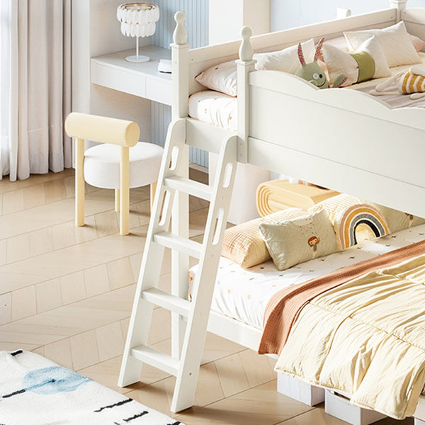 English Elm Full Over Bunk Bed Pine Wood Frame with Slide Built in Shelves Low Profile Kids Design Beige W5305S00083