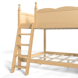 English Elm Full Over Bunk Bed Pine Wood Frame with Slide Built in Shelves Low Profile Kids Design Natural W5305S00084