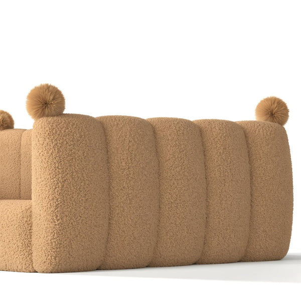 English Elm Full Size Montessori Floor Bed Teddy Upholstered Surround Rails Low Profile Kids Frame Natural W5305S00085