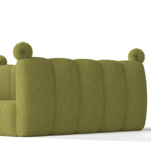 English Elm Full Size Montessori Floor Bed Teddy Upholstered Surround Rails Low Profile Kids Frame Green W5305S00086