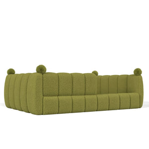 English Elm Full Size Montessori Floor Bed Teddy Upholstered Surround Rails Low Profile Kids Frame Green W5305S00086