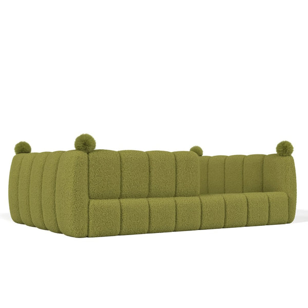 English Elm Full Size Montessori Floor Bed Teddy Upholstered Surround Rails Low Profile Kids Frame Green W5305S00086