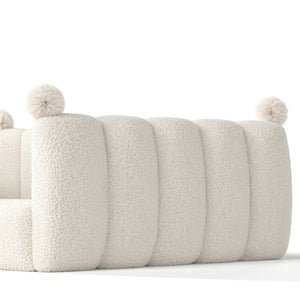 English Elm Full Size Montessori Floor Bed Teddy Upholstered Surround Rails Low Profile Kids Frame Beige W5305S00087